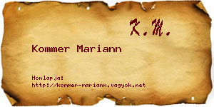 Kommer Mariann névjegykártya